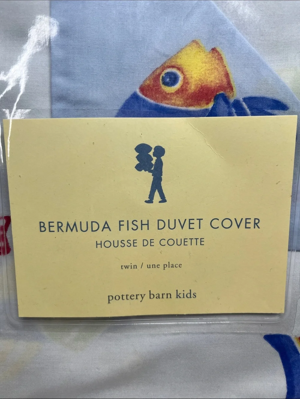 Pottery Barn Twin Duvet NEW Bermuda Fish